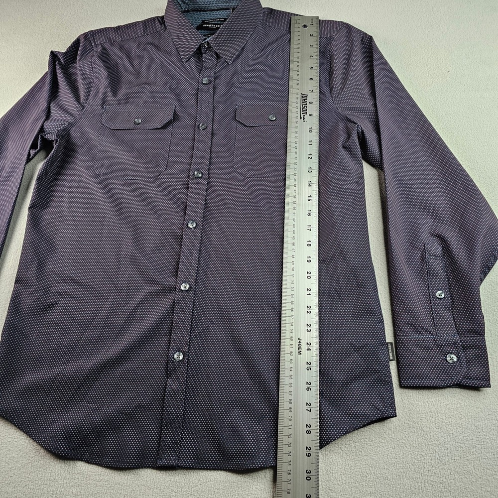 Kenneth Cole New York Long Sleeve Dress Shirt Men's L Burgundy Geometric Print - Picture 2 of 11